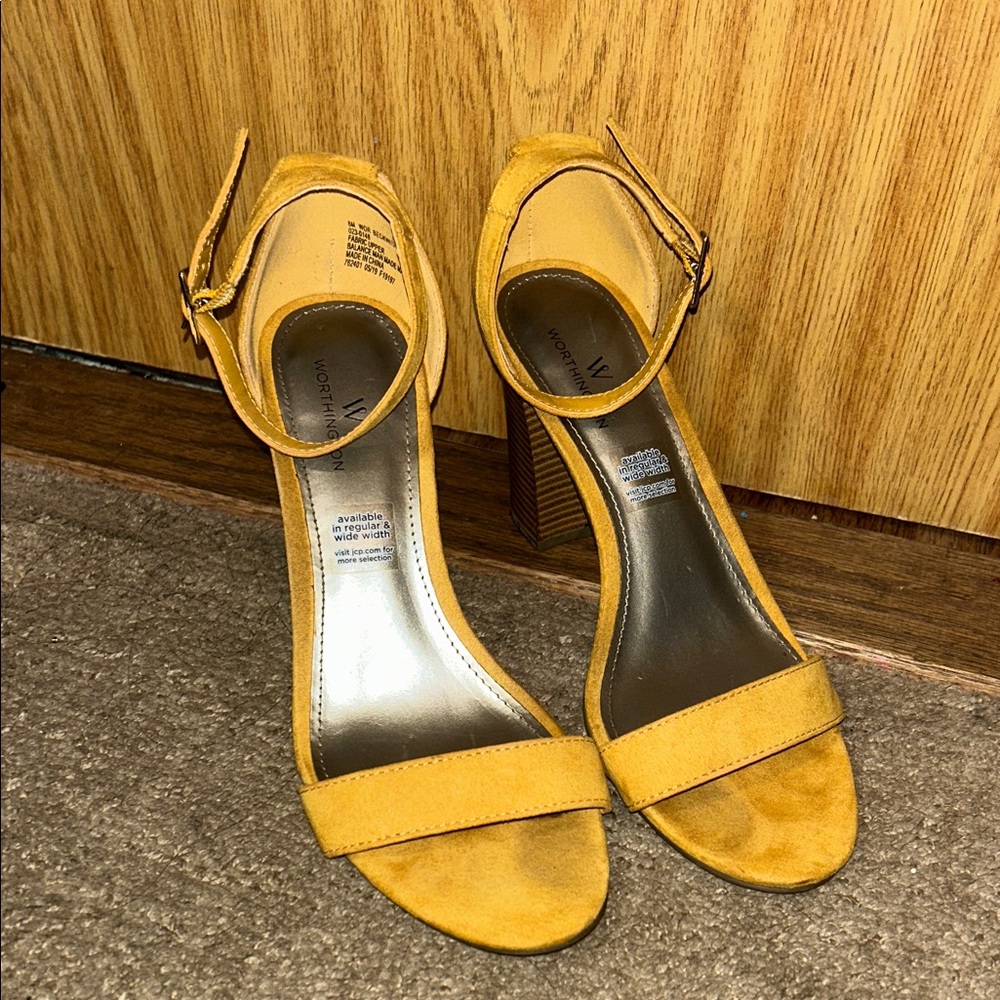 Worthington Mustard Yellow Heeled Sandals